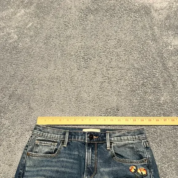 DRIFTWOOD Jeans Womens 26 Distressed Stretch Audrey Embroidered Boho Cottagecore - Picture 7 of 10